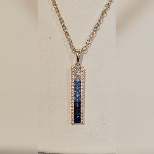 *NWT* Vince Camuto Gold and Blue Necklace with Gemstone Pendant